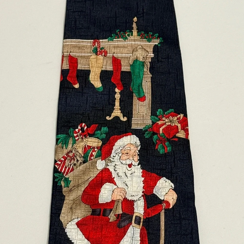 Vintage Holidays Santa Claus Scooter Christmas Necktie Black Novelty Holiday Tie